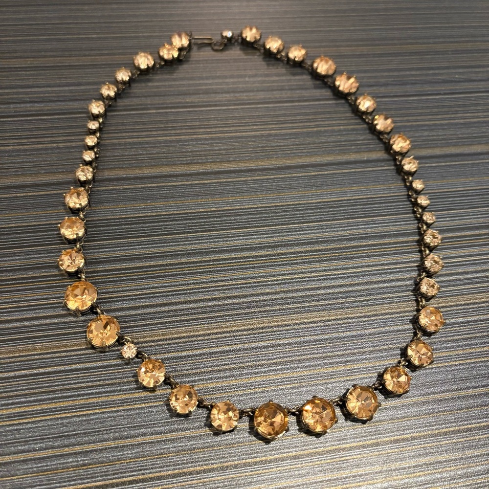 J. Crew Pink Crystal Diamond Necklace